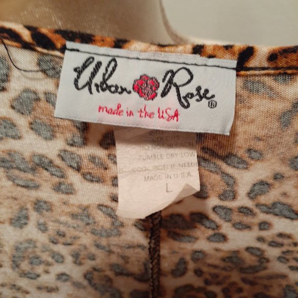 Urban Rose Boho Leopard Print Dress with black lace at hem - Size Large - Picture 7 of 8